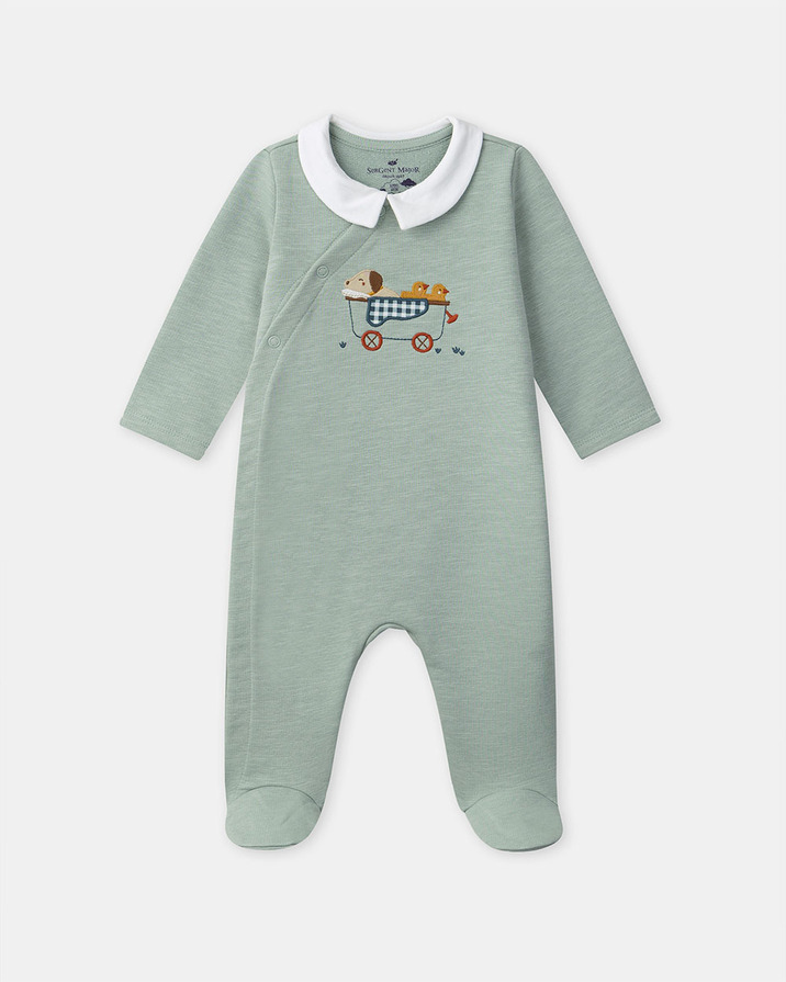 Dog patch collar onesie Green colour  Sergent Major