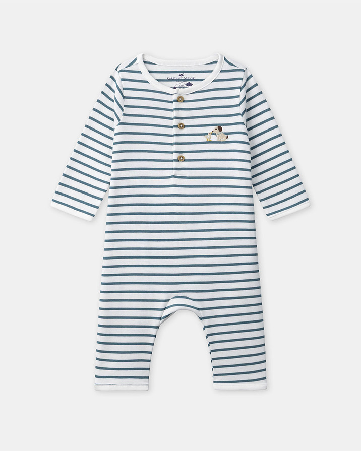 Striped onesie with buttons Blue colour  Sergent Major