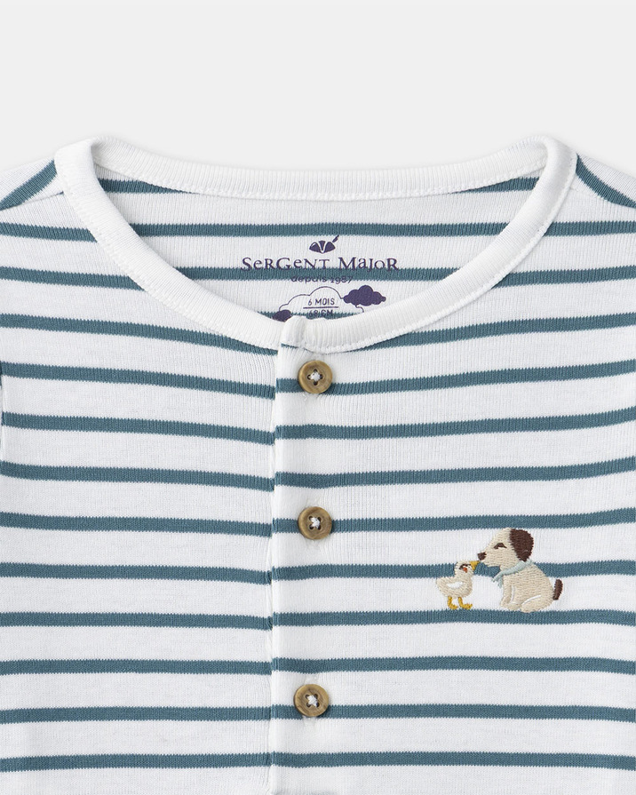 Striped onesie with buttons Blue colour  Sergent Major
