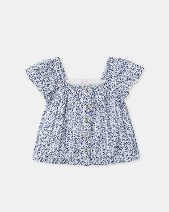 Berry print short-sleeved blouse Blue colour  Sergent Major