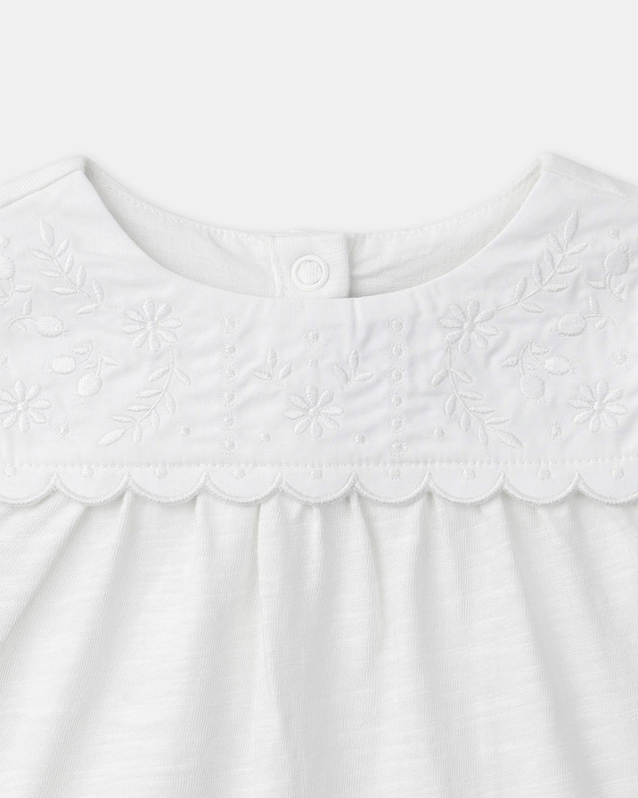 Ecru T-shirt with flower embroidery Ecru colour  Sergent Major