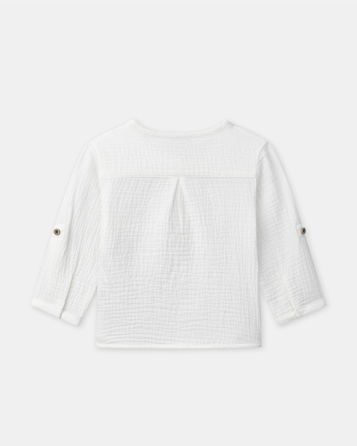 &lsquo;Mini baby&rsquo; shirt with roll-up sleeves Ecru colour  Sergent Major