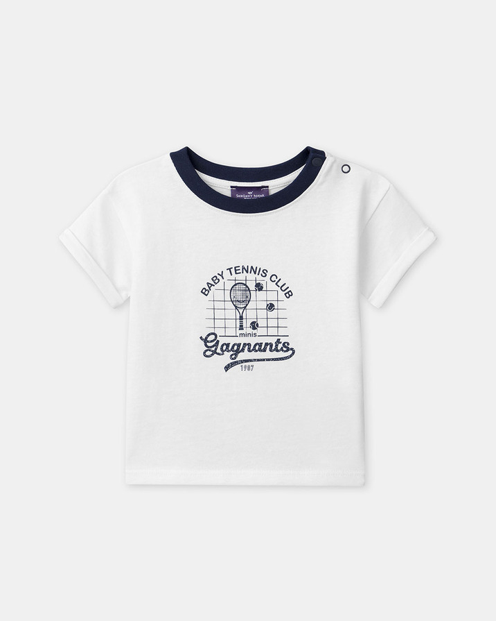 Short-sleeved T-shirt with tennis motif Ecru colour  Sergent Major