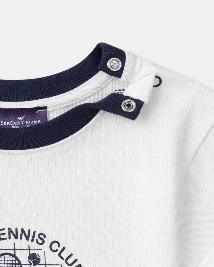 Short-sleeved T-shirt with tennis motif Ecru colour  Sergent Major