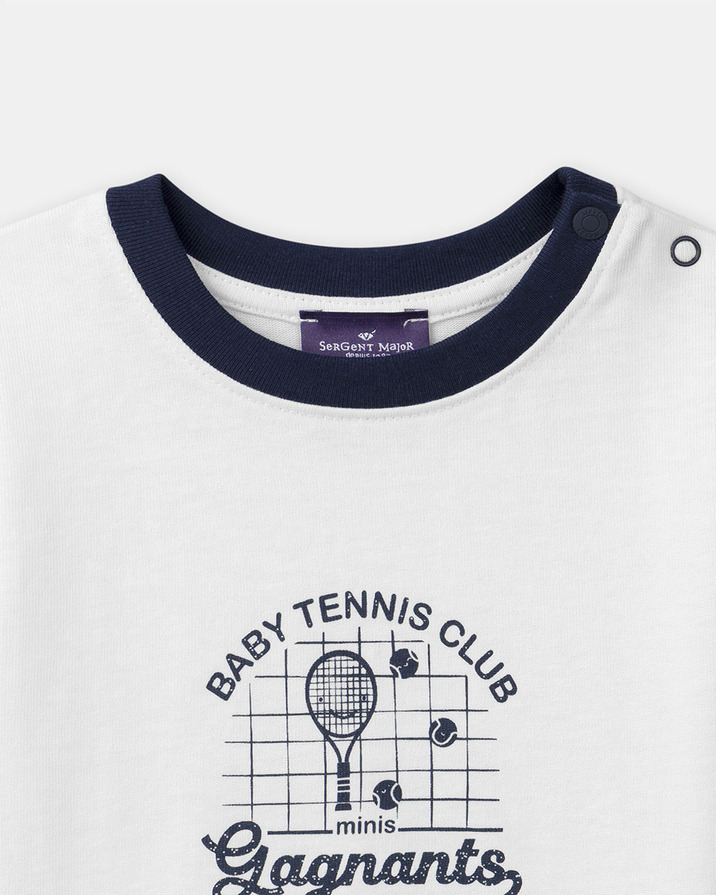 Short-sleeved T-shirt with tennis motif Ecru colour  Sergent Major