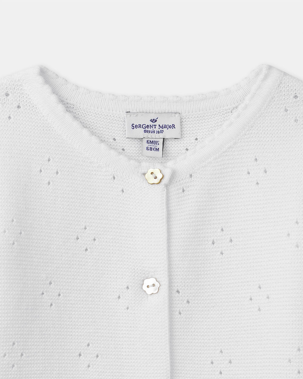 Openwork knit cardigan Ecru colour Sergent Major