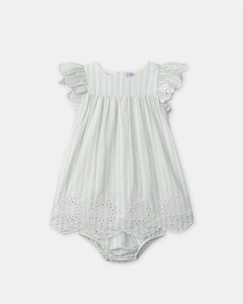 Embroidered striped dress Green colour  Sergent Major