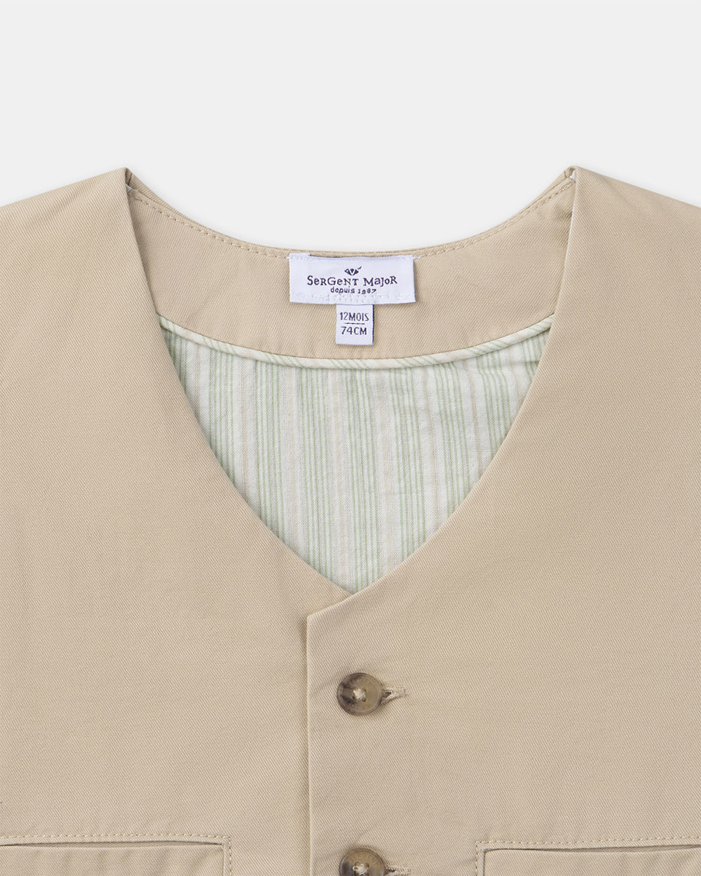 Sleeveless twill jacket Beige colour  Sergent Major