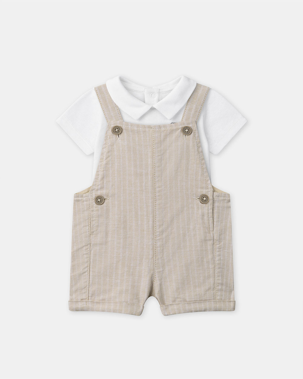 Striped dungarees and bodysuit set Beige colour  Sergent Major