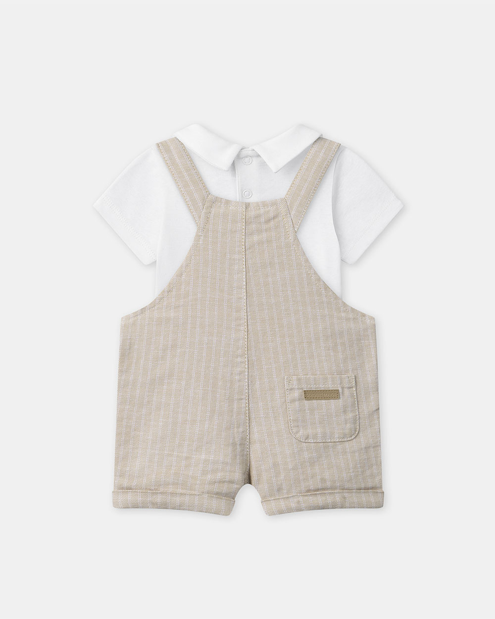 Striped dungarees and bodysuit set Beige colour  Sergent Major