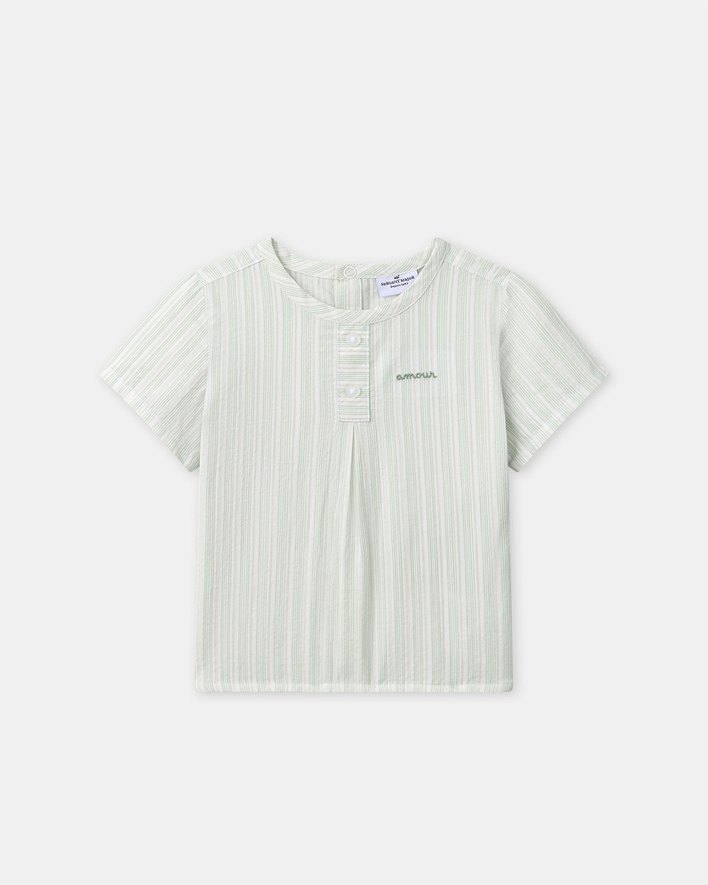 Striped shirt with &lsquo;amour&rsquo; embroidery Green colour  Sergent Major