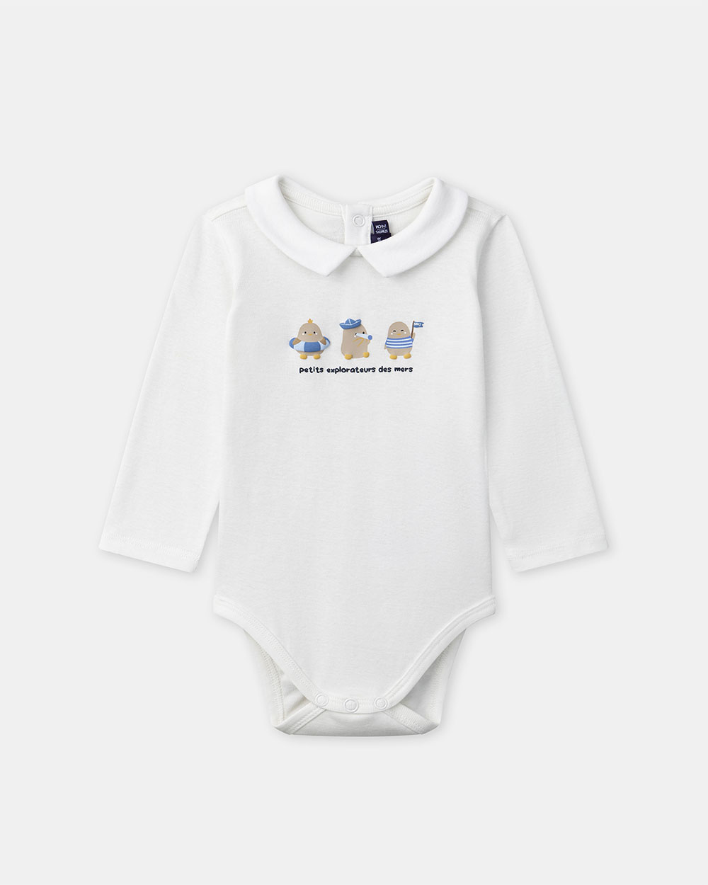 Long-sleeved bodysuit with collar Ecru colour  Sergent Major