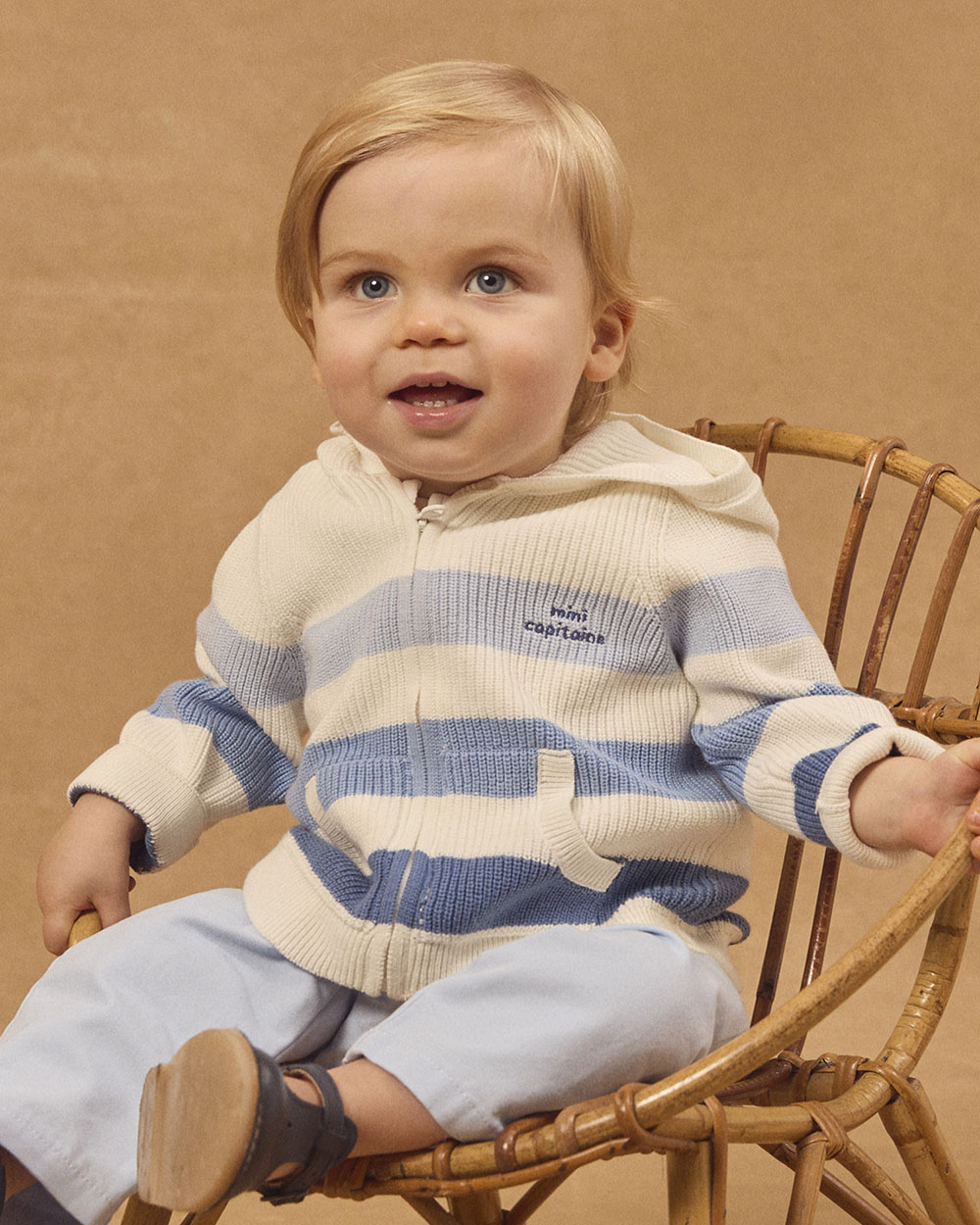 Hooded cardigan with stripes Blue colour Sergent Major