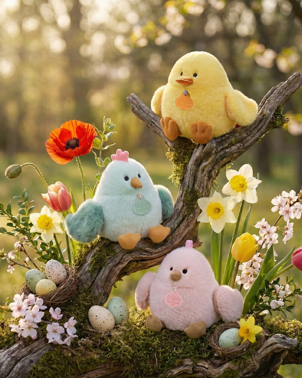 Piou chick soft toy 15 cm Almond colour  Doudou et Compagnie