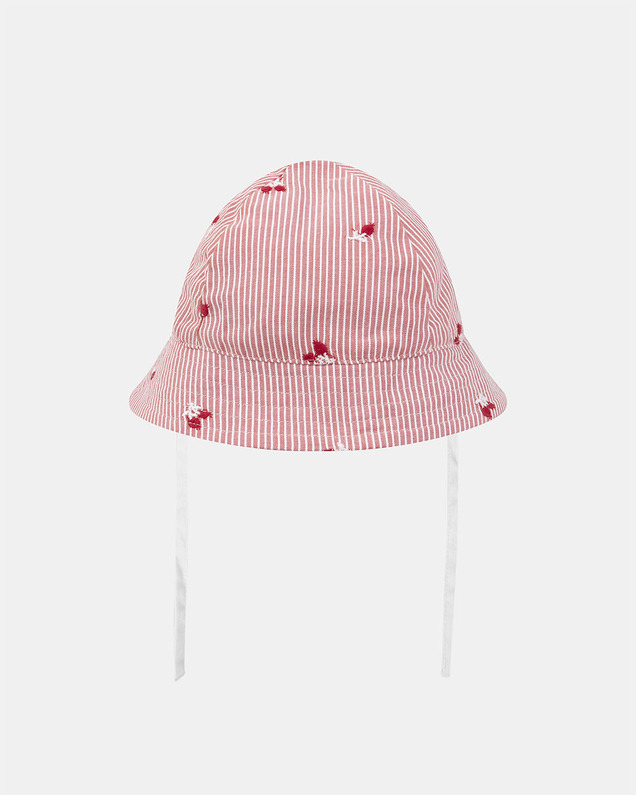 Striped hat with berry embroidery Natural colour  Sergent Major