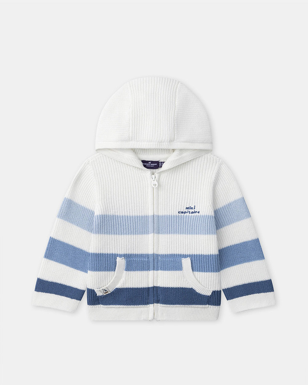 Hooded cardigan with stripes Blue colour  Sergent Major