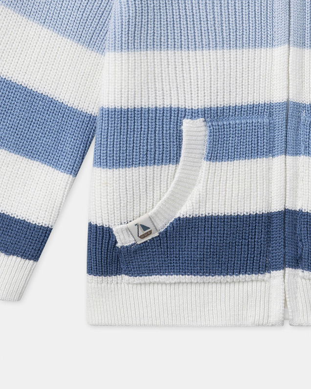 Hooded cardigan with stripes Blue colour  Sergent Major