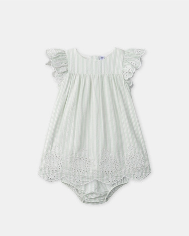 Embroidered striped dress Green colour  Sergent Major