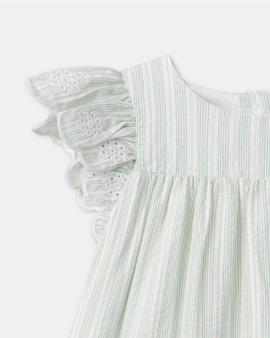 Embroidered striped dress Green colour  Sergent Major