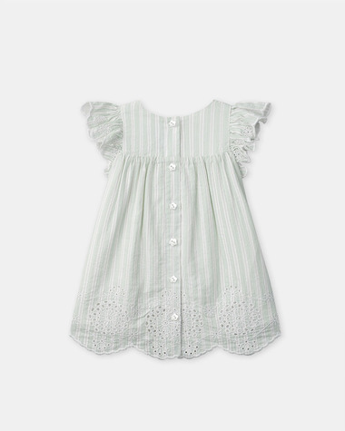 Embroidered striped dress Green colour  Sergent Major