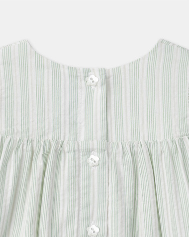 Embroidered striped dress Green colour  Sergent Major