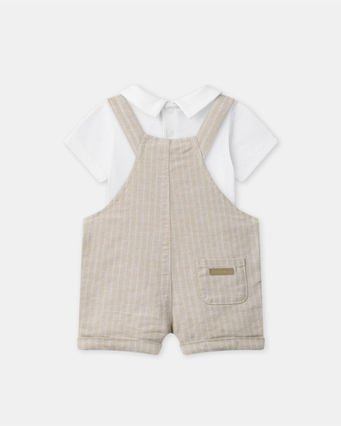 Striped dungarees and bodysuit set Beige colour  Sergent Major