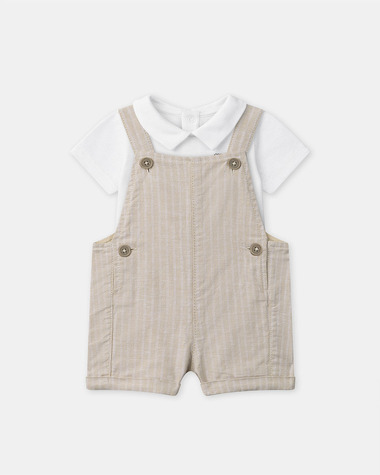 Striped dungarees and bodysuit set Beige colour  Sergent Major