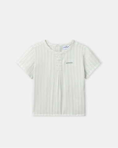 Striped shirt with &lsquo;amour&rsquo; embroidery Green colour  Sergent Major