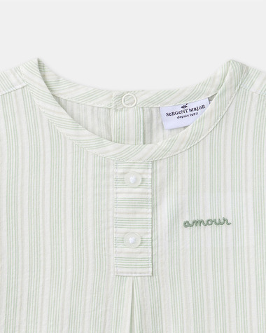 Striped shirt with &lsquo;amour&rsquo; embroidery Green colour  Sergent Major