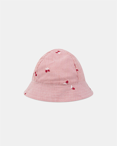 Striped hat with berry embroidery Natural colour  Sergent Major