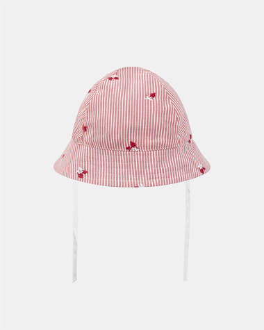 Striped hat with berry embroidery Natural colour  Sergent Major