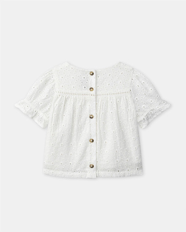 Embroidered short-sleeved blouse Ecru colour  Sergent Major