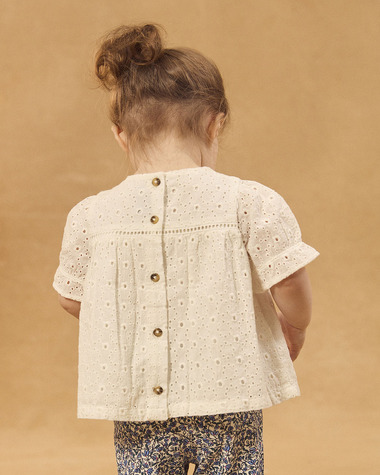 Embroidered short-sleeved blouse Ecru colour  Sergent Major