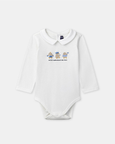Long-sleeved bodysuit with collar Ecru colour  Sergent Major