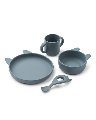 Vivi silicone meal set Whale blue rabbit colour  Liewood