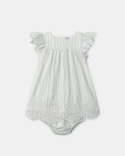 Embroidered striped dress Green colour  Sergent Major