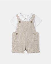 Striped dungarees and bodysuit set Beige colour  Sergent Major