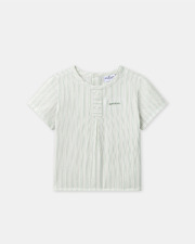 Striped shirt with &lsquo;amour&rsquo; embroidery Green colour  Sergent Major
