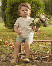 Striped shirt with &lsquo;amour&rsquo; embroidery Green colour  Sergent Major
