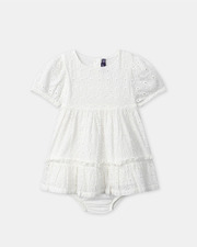 Embroidered dress and bloomers Ecru colour  Sergent Major