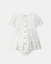 Embroidered dress and bloomers Ecru colour  Sergent Major