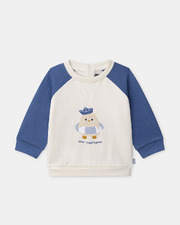 Two-tone sweatshirt with chick embroidery Blue/ecru colour  Sergent Major