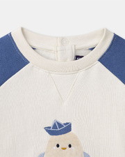 Two-tone sweatshirt with chick embroidery Blue/ecru colour  Sergent Major