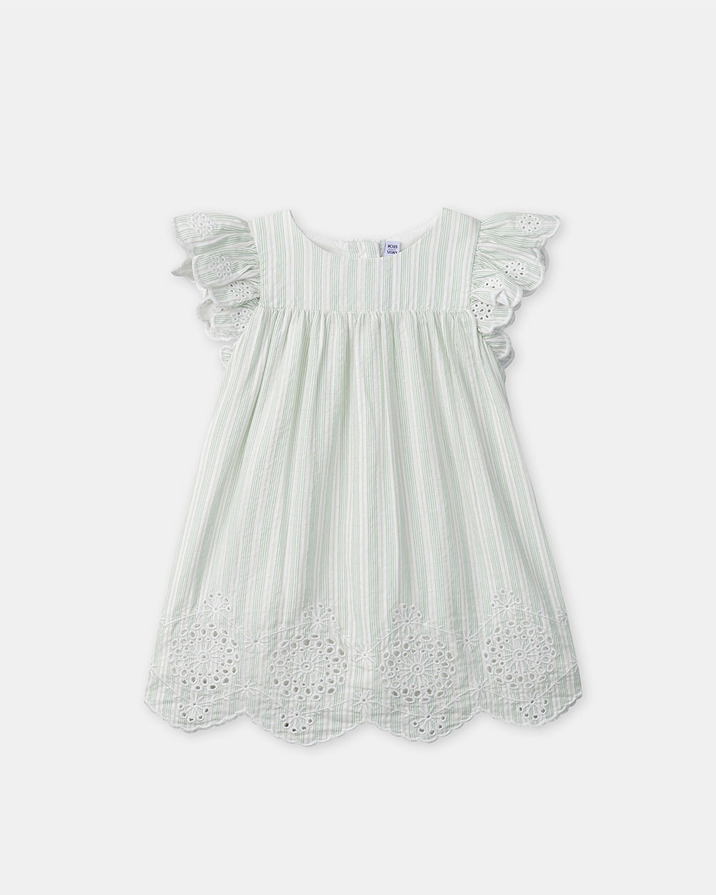 Embroidered striped dress Green colour  Sergent Major