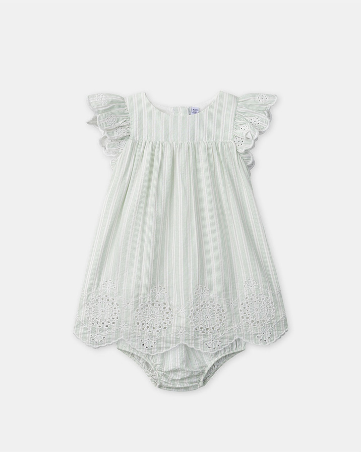Embroidered striped dress Green colour  Sergent Major