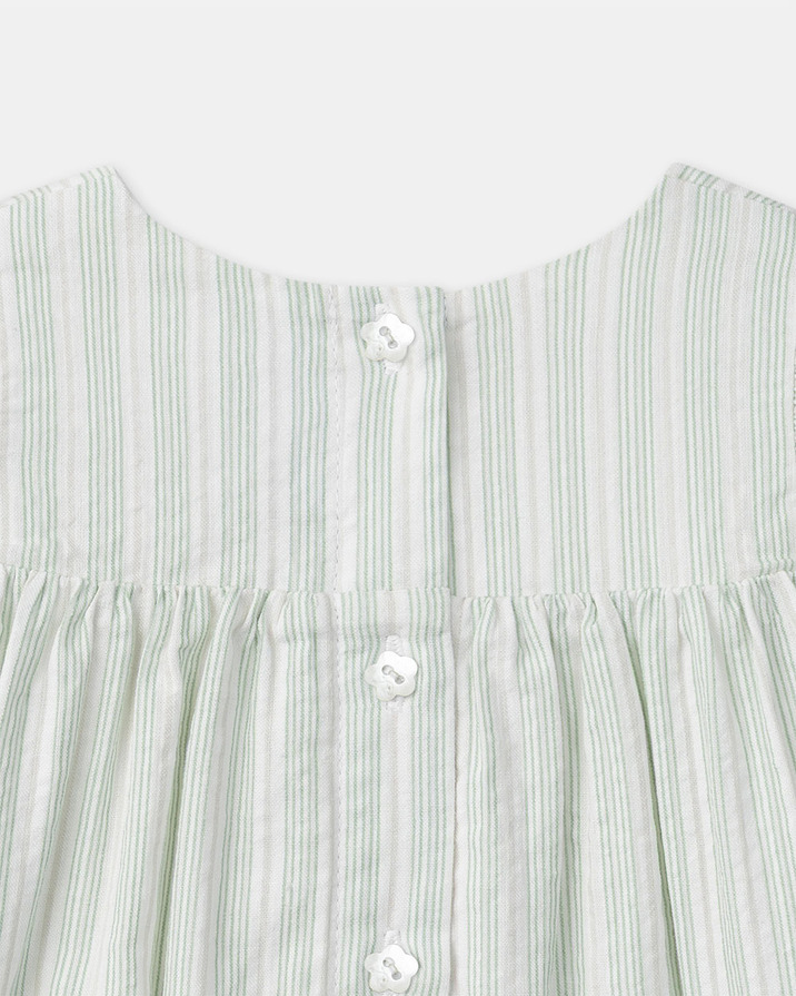 Embroidered striped dress Green colour  Sergent Major