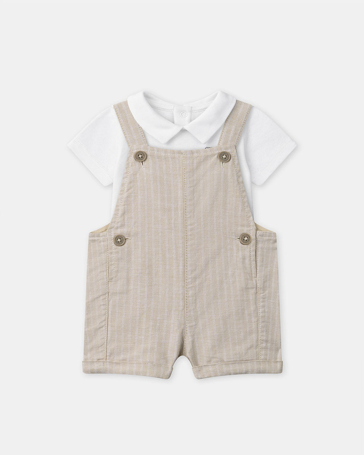 Striped dungarees and bodysuit set Beige colour  Sergent Major