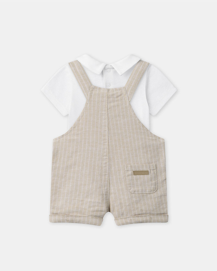 Striped dungarees and bodysuit set Beige colour  Sergent Major