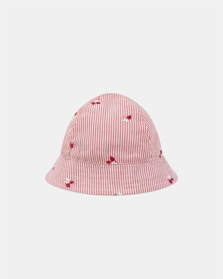 Striped hat with berry embroidery Natural colour  Sergent Major
