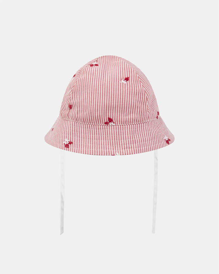 Striped hat with berry embroidery Natural colour  Sergent Major